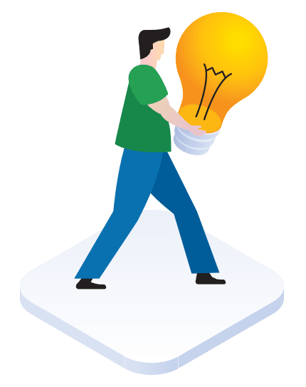 Illustration of a man walking with a lightbulb